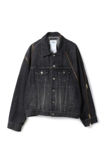 FILLETED ZIP DENIM JACKET - BLACK (26SS08BL241)