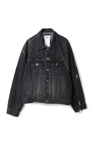 FILLETED ZIP DENIM JACKET - BLACK (26SS08BL241)