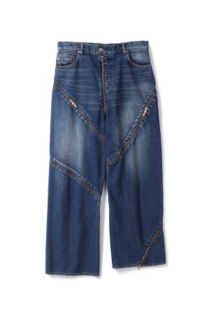 FILLETED ZIP DENIM PANTS - INDIGO (26SS08PT340)