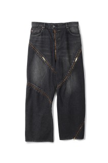FILLETED ZIP DENIM PANTS - BLACK (26SS08PT340)