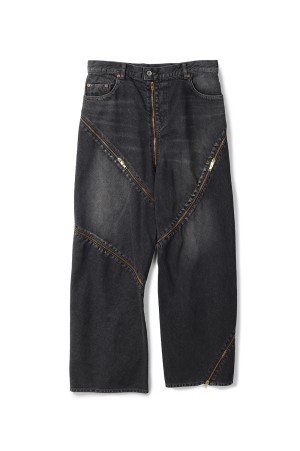 FILLETED ZIP DENIM PANTS - BLACK (26SS08PT340)