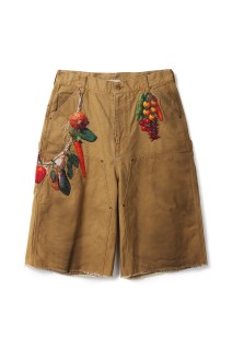 VEGETABLE EMBROIDERY CUT-OFF PANTS - BEIGE (26SS19PT350)