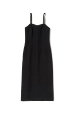 WOOL COTTON LINEN OX CAMISOLE DRESS - BLACK (A26SD07WO)