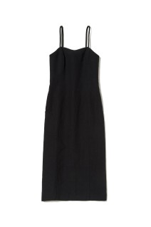 WOOL COTTON LINEN OX CAMISOLE DRESS - BLACK (A26SD07WO)