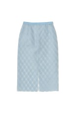 SHEER SILK COTTON CUT JACQUARD PENCIL SKIRT - LIGHT BLUE (A26SS02SO)