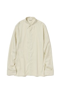 COTTON SILK STRIPE DOUBLE-CUFF SHIRT - IVORY STRIPE (A26SS03CS)