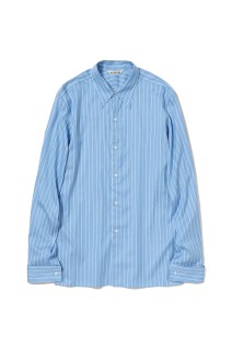 COTTON SILK STRIPE DOUBLE-CUFF SHIRT - SAX BLUE STRIPE (A26SS03CS)