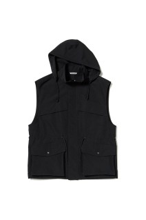 WOOL MAX CANVAS OVER VEST - BLACK (A26SV07WC)