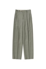 BLUEFACED WOOL TWO-TUCK SLACKS - KHAKI GRAY STRIPE (A26SP04BA)
