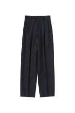 BLUEFACED WOOL TWO-TUCK SLACKS - CHARCOAL NAVY STRIPE (A26SP04BA)