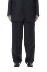 BLUEFACED WOOL TWO-TUCK SLACKS - CHARCOAL NAVY STRIPE (A26SP04BA)