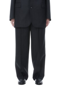 BLUEFACED WOOL TWO-TUCK SLACKS - CHARCOAL NAVY STRIPE (A26SP04BA)
