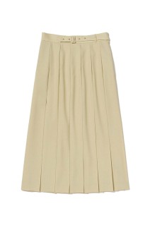 WOOL KID MOHAIR HOPSACK PLEATED SKIRT - DUSTY BEIGE (A26SS04MH)