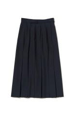 WOOL KID MOHAIR HOPSACK PLEATED SKIRT - DARK NAVY (A26SS04MH)