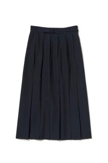 WOOL KID MOHAIR HOPSACK PLEATED SKIRT - DARK NAVY (A26SS04MH)