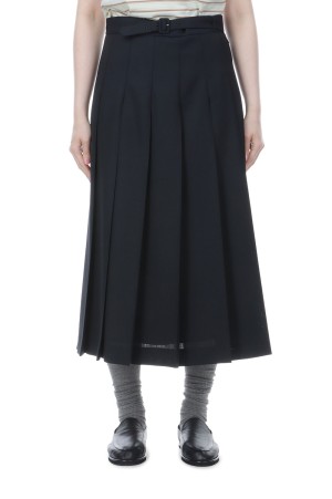 WOOL KID MOHAIR HOPSACK PLEATED SKIRT - DUSTY BEIGE (A26SS04MH)