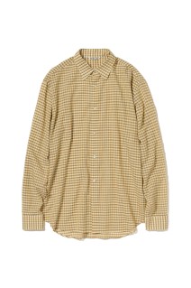 AIRY LIGHT COTTON CHECK SHIRT - MUSTARD GINGHAM CHECK (A26SS03GC)