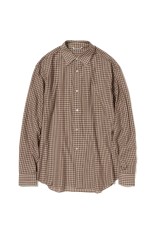 AIRY LIGHT COTTON CHECK SHIRT - BROWN GINGHAM CHECK (A26SS03GC)