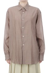 AIRY LIGHT COTTON CHECK SHIRT - BROWN GINGHAM CHECK (A26SS03GC)