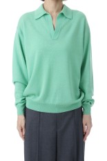SUPER FINE CASHMERE SILK KNIT SKIPPER POLO - MINT GREEN (A26SP04SC)