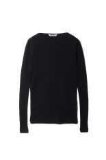 SUPER HIGH GAUGE SHEER RIB BOAT NECK L/S TEE - BLACK (A00T05HF)