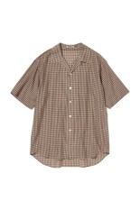 AIRY LIGHT COTTON CHECK HALF SLEEVED SHIRT - BROWN GINGHAM CHECK (A26SS02GC)