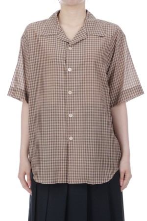 AIRY LIGHT COTTON CHECK HALF SLEEVED SHIRT - BROWN GINGHAM CHECK (A26SS02GC)