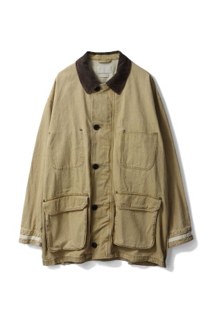Vintaged Denim Coverall Half Coat(YK25FW01067C)-KHAKI-