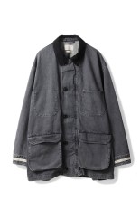 Vintaged Denim Coverall Half Coat(YK25FW01067C)-BLACK-
