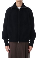 Wide Rib Highneck Zip Cardigan(YK25FW01099S)-BLACK-