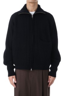 Wide Rib Highneck Zip Cardigan(YK25FW01099S)-BLACK-