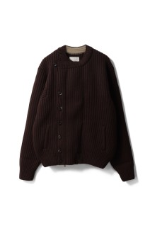 Double Breasted Knit Blouson(YK25FW01107S)-BROWN-