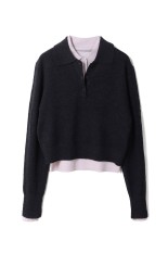 Layered Polo Knit - DARK GRAY (12610508)