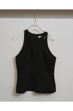 Linen Americansleeve Tops - BLACK (12610425)