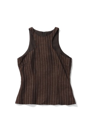 Stripe Americansleeve Tops - BROWN (12610429)