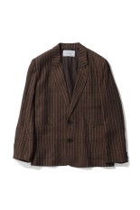 Boyfriend Stripe Linen Jacket - BROWN (12610108)