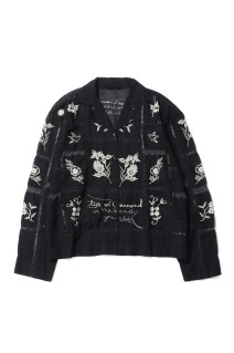 Embroidery Patchwork Shirts - BLACK (12610428)