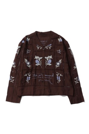 Embroidery Patchwork Shirts - BURGUNDY (12610428)