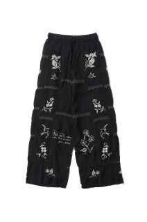 Embroidery Patchwork Trousers - BLACK (12610719)