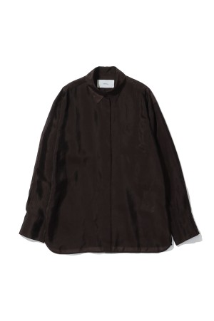 Chambray Silky Shirts - DARK BROWN (12610427)
