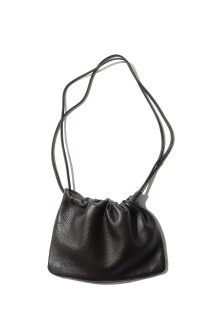 Drawstring Leather Bag - DARK BROWN (12611020)