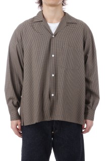 Summer Wool Open Collar Shirt / KHAKI PLAID (KS26SSH01)