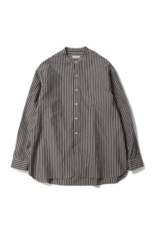 Bumpy Stripe Stand Collar Shirt / INK BLACK / ALMOND (KS26SSH06)