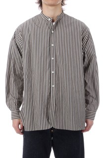 Bumpy Stripe Stand Collar Shirt / INK BLACK / ALMOND (KS26SSH06)