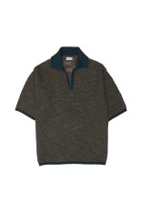 Diagonal Knit Skipper Shirt - GREEN (YK26SS01251S)