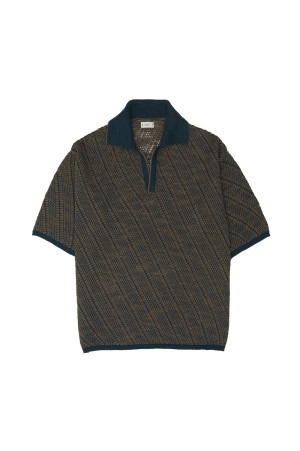 Diagonal Knit Skipper Shirt - GREEN (YK26SS01251S)