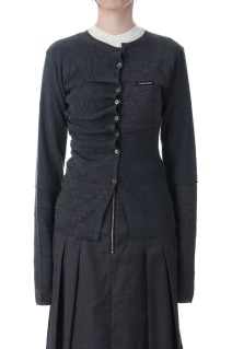 Random Button Knit Top - CHARCOAL GRAY (31252365611)