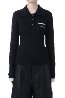 Fluffy Knit Polo - BLACK (31252365905)