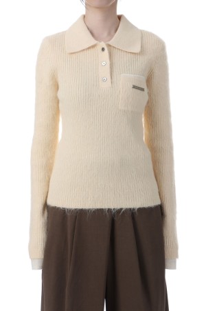 Fluffy Knit Polo - IVORY (31252365905)