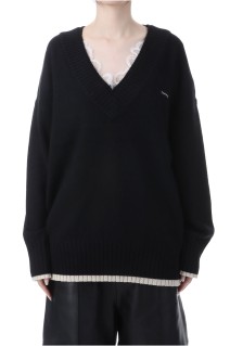 Angora Wool V-Neck Knit - BLACK (31252365113)
